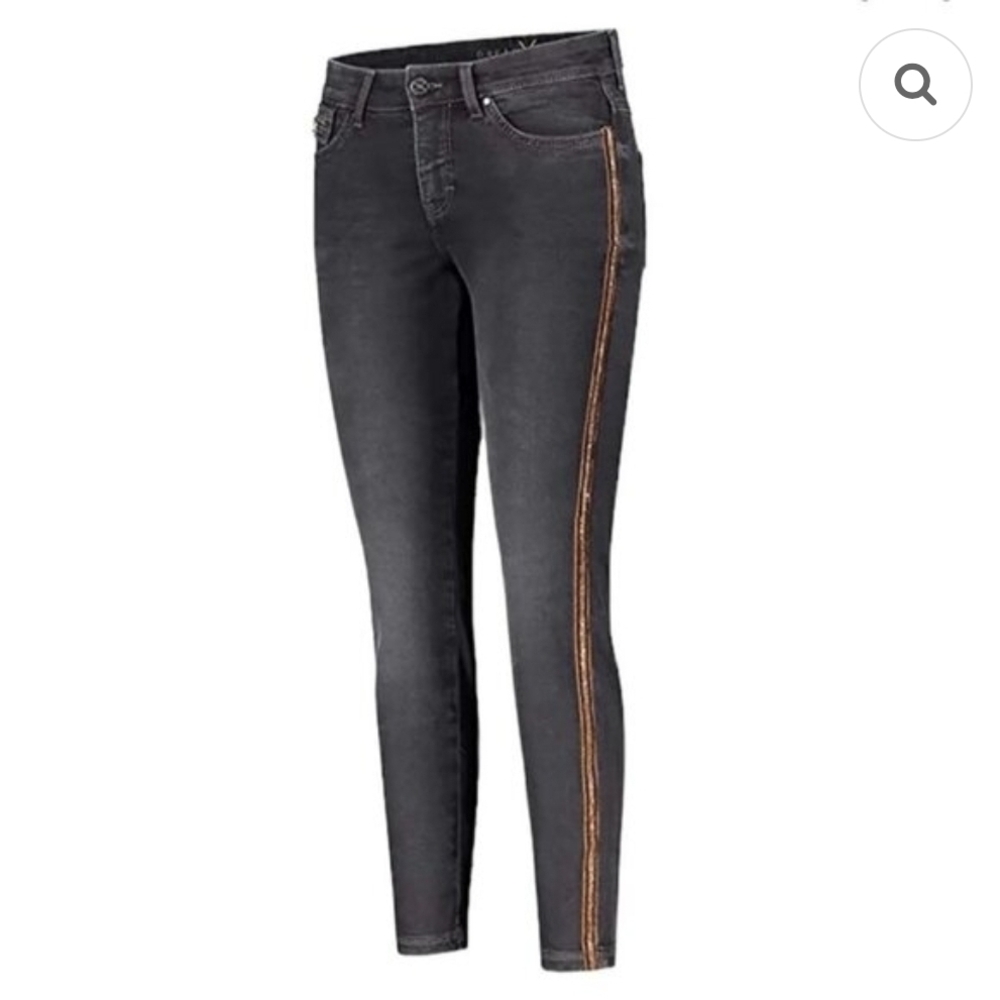 Dream Jean By MAC Black Skinny Jeans with Orange Stripe